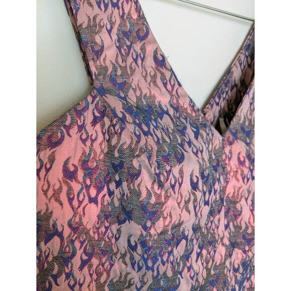TOPSHOP Pink Jacquard Flames Mini Dress Size 6 - Picture 5 of 11
